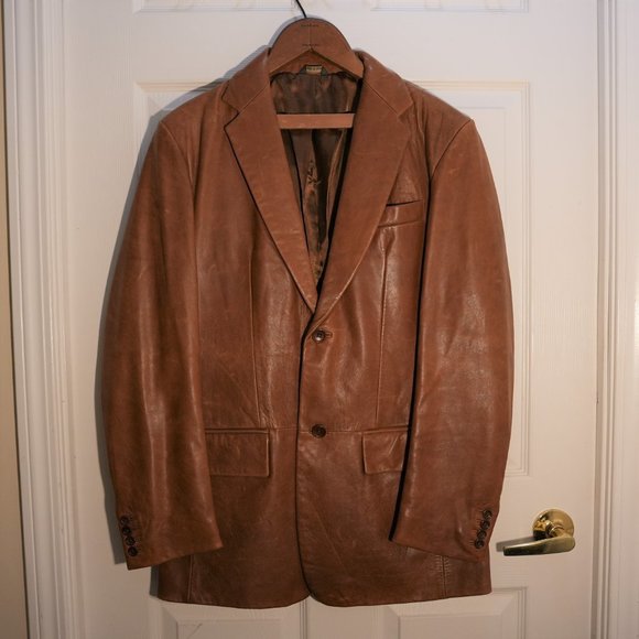 Banana Republic Men's Single Breasted Genuine Leather Jacket in Brown Size 38R - Picture 2 of 4